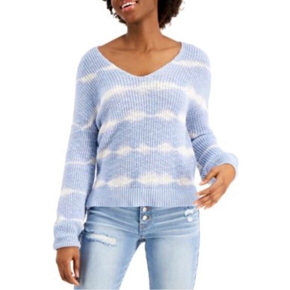 Blue and white Tie dye knit sweater size medium - Picture 1 of 4